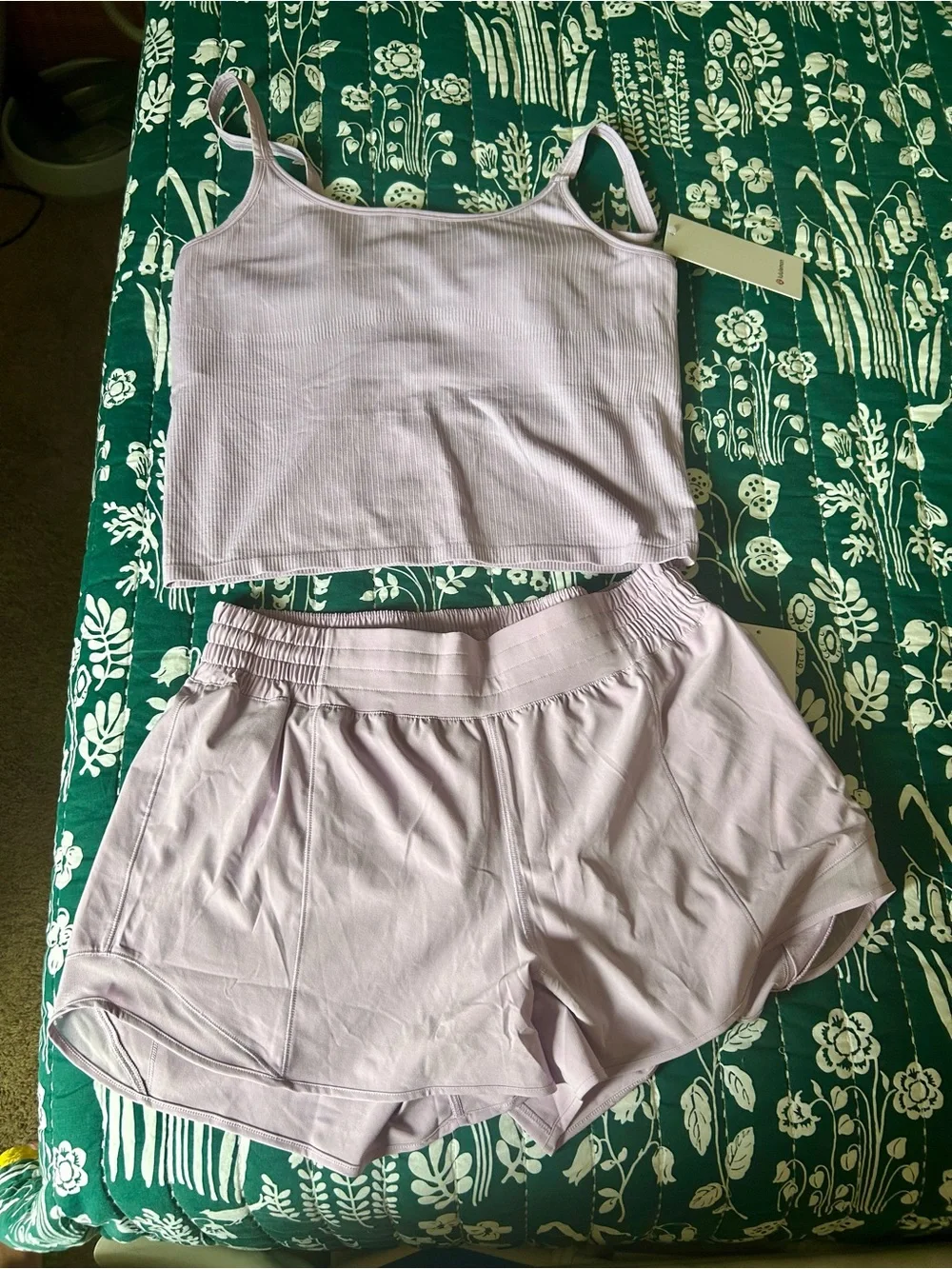 Lululemon NWT Lavender Ribbed Cami & Shorts Set - Picture 1 of 7